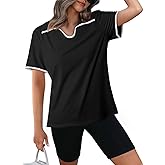 Dokotoo Women's Quick Dry Golf Polo Shirts Short Sleeve Tshirts Collared V Neck Tennis Shirt Workout Tops