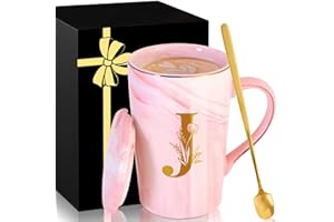 MNZZ Personalized Ceramic Coffee Mug with Lid Tea Cup Women Her Sister Mom Girlfriend Aunt Best Friend Friendship Grandma Wife Daughter Law Lady Happy Birthday Gifts Cool Funny Meaningful Unique Cute,J