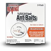 REVENGE Pack of 3 Liquid Ant Bait Stations, Ready-to-Use Indoors &amp; Outdoors, Kills Ants &amp; Roaches, No Mess Trap