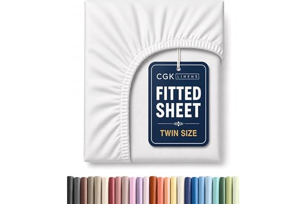 Twin Fitted Sheet - Single Fitted Sheet Only - 8-16" Deep Pockets - White | Bottom Fitted Sheet Only w/ 8-16 Inch Deep Pocket