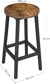 VASAGLE Bar Stools Set of 2 Vintage Brown Black Metal Frame 65cm LBC32X view 5