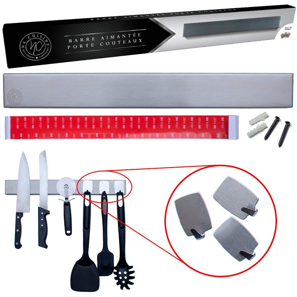 Cuchillos Barra Magnética para Cuchillos de 40 cm Incluye 3 Ganchos