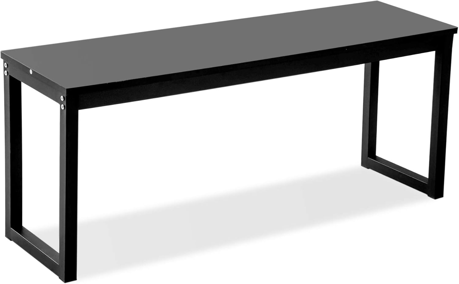 Rhomtree 3 Pieces Dining Set Table with 2 Benches Kitchen Dining Room Furniture Modern Style Wood Table Top with Metal Frame (Balck + Black) - Table & Chair Sets