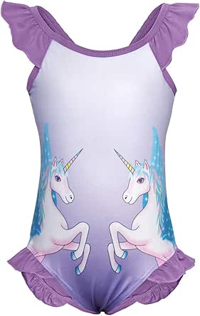 Amazon.com: Cotrio Unicorn Swimsuit Girls One-Piece Swimwear Tankini Toddler Rainbow Bathing 