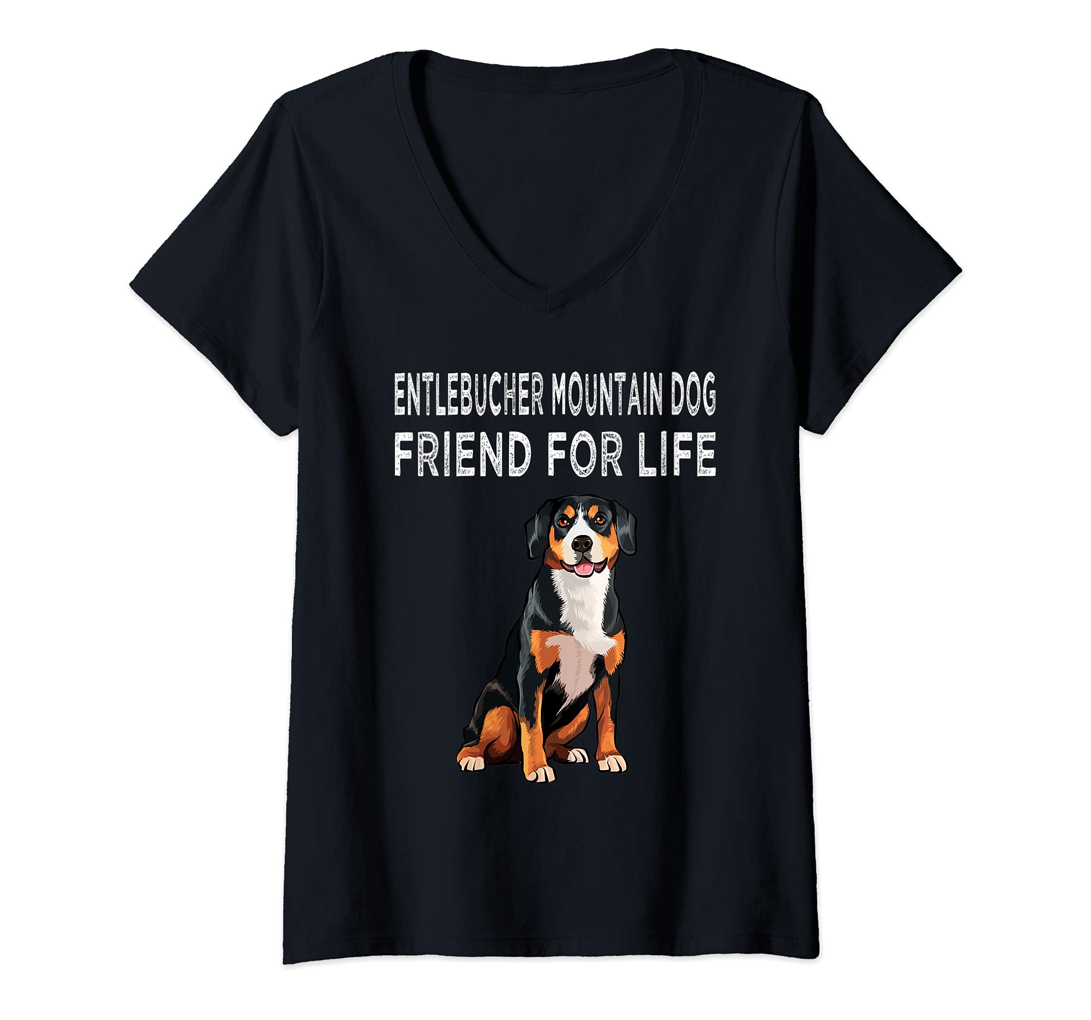 Womens Entlebucher Mountain Dog Friend For Life Dog Friendship V-Neck T-Shirt