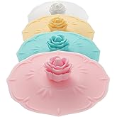 rose Silicone Cup Covers (Set of 4) ， Multicolored Silicone Lids for Mugs, Cups, Tea Pots,Flexible Mug Covers，Hot Cup Lids for Coffee & Tea