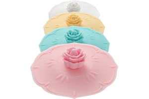 KEWEILIAN rose Silicone Cup Covers (Set of 4) ， Multicolored Silicone Lids for Mugs, Cups, Tea Pots,Flexible Mug Covers，Hot Cup Lids for Coffee & Tea