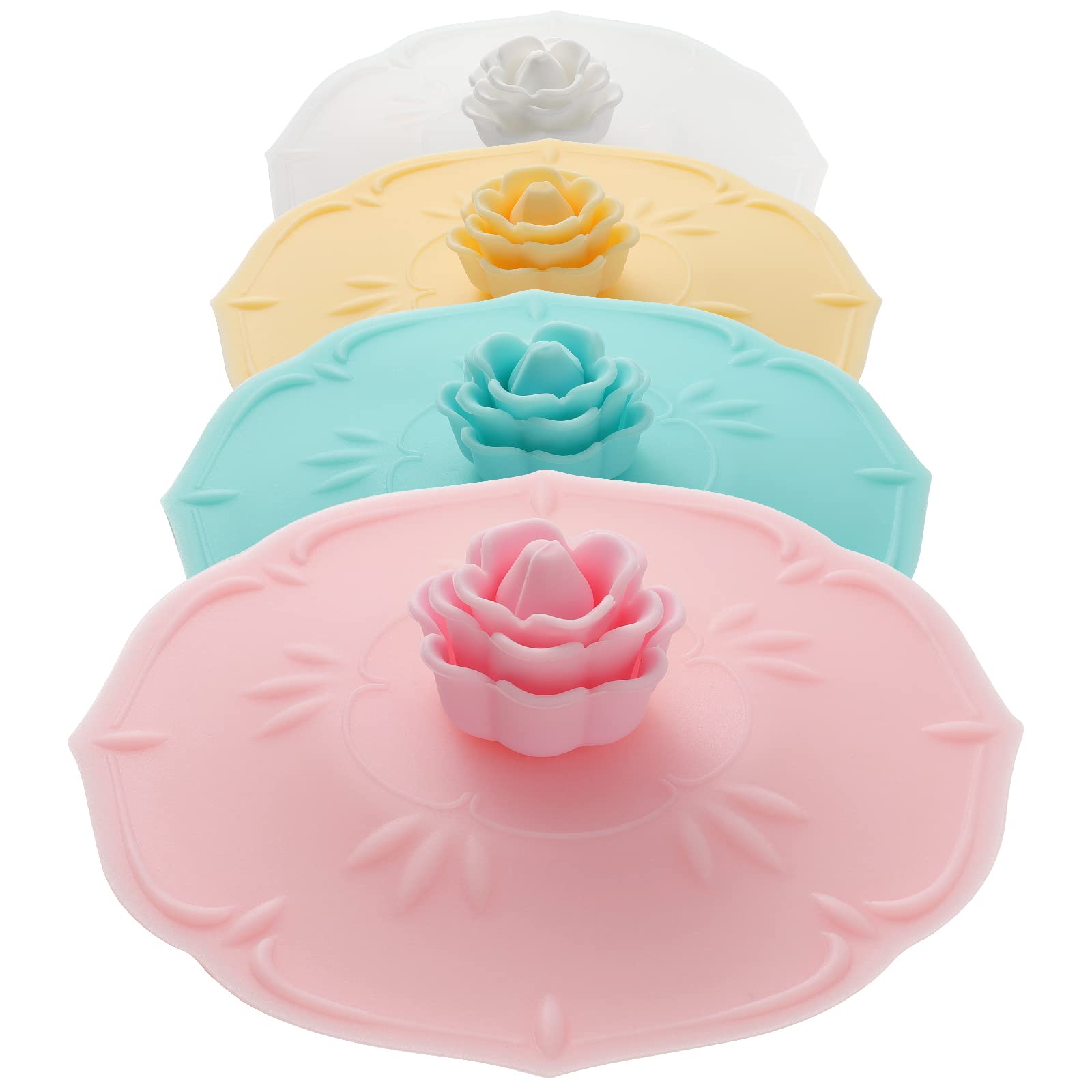 Photo 1 of rose Silicone Cup Covers (Set of 4) ? Multicolored Silicone Lids for Mugs, Cups, Tea Pots,Flexible Mug Covers?Hot Cup Lids for Coffee & Tea