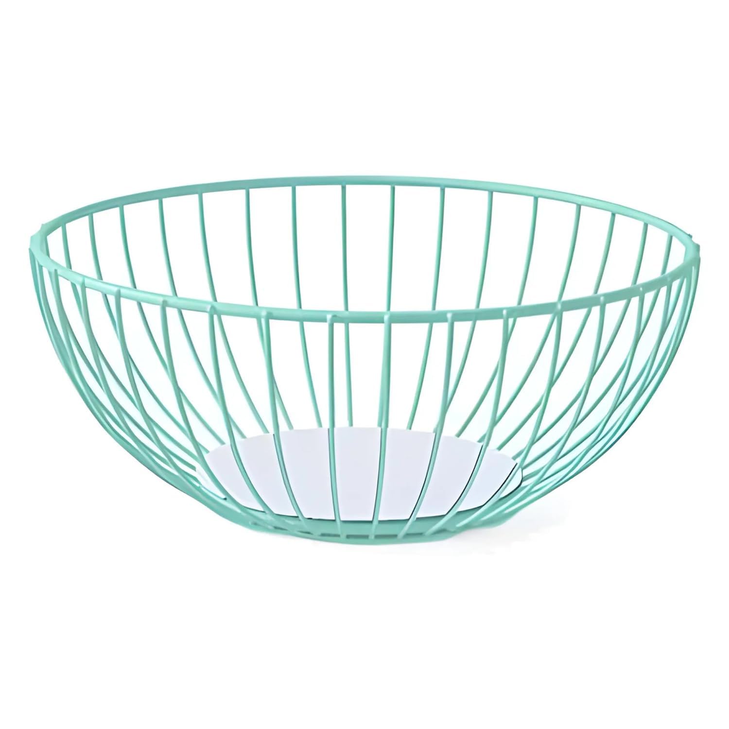 Fisura - Modern Fruit Bowl in Mint and White. Fruit Bowl for Kitchen. Kitchen Decoration. Material: Metal. Dimensions: 25.5x10 centimetres.