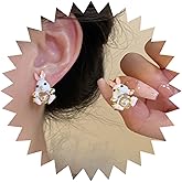 Xduargs Boho Resin Rabbit Stud Earrings Vintage Pearl Bunny Rabbit Earrings White Cute Rabbit Earrings Animal Rabbit Statement Earrings Jewelry for Women