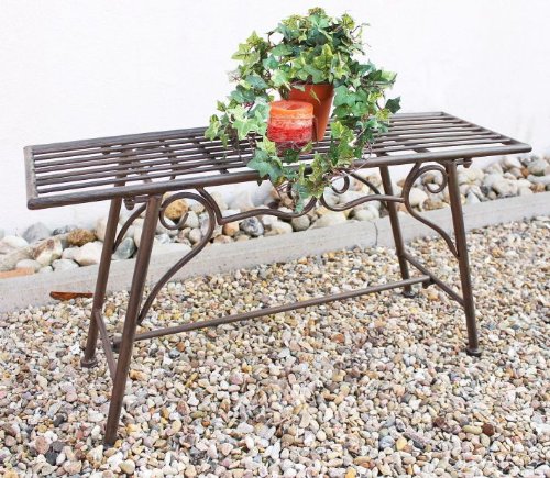 San Marco Gartenbank Wetterfest ohne Rückenlehne aus Metall Braun CUCCIU-S 83 cm Bank Metallbank Sitzbank Garten Rost-Optik – Bild 6