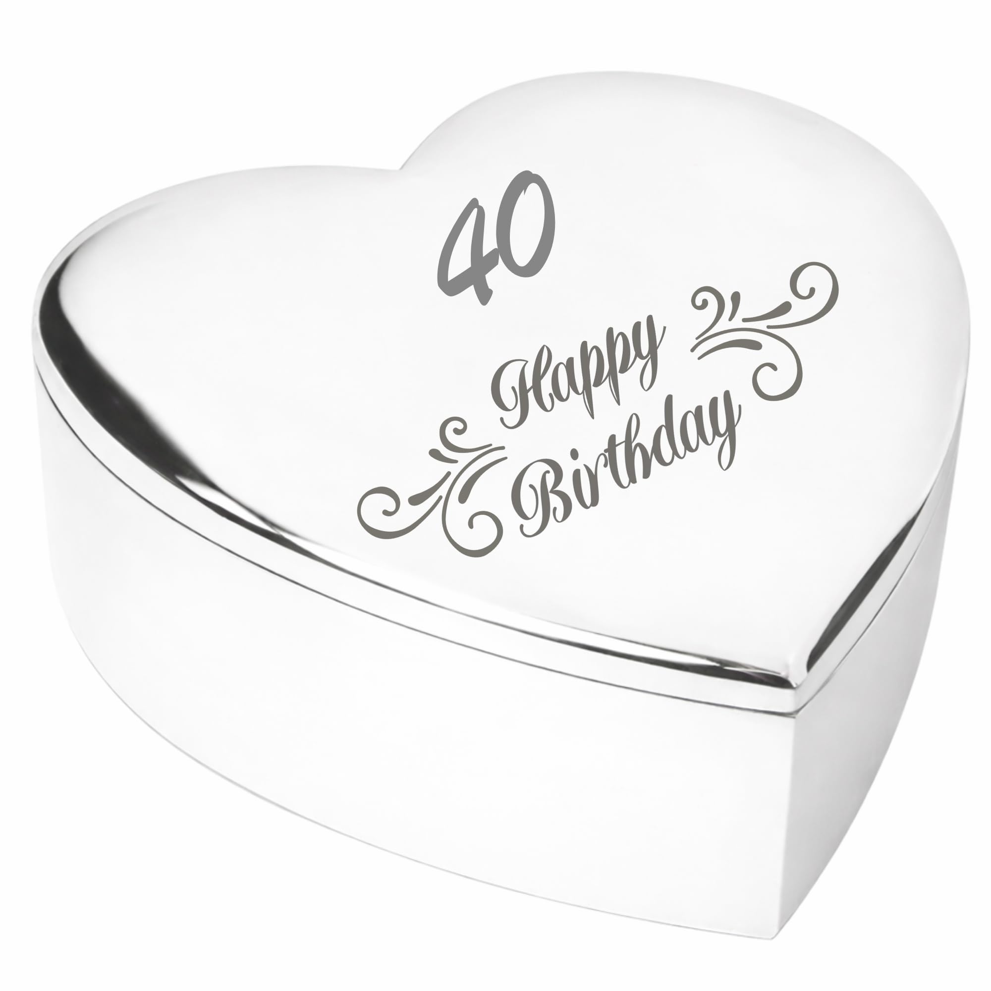 Chris Bag Of Goodies 40th 40 Year Old Fortieth Birthday Gift Her Swirl Engraved Silver Finish Heart Shaped Trinket Box Keepsake Present Idea For Mum Women Daughter Wife Sister