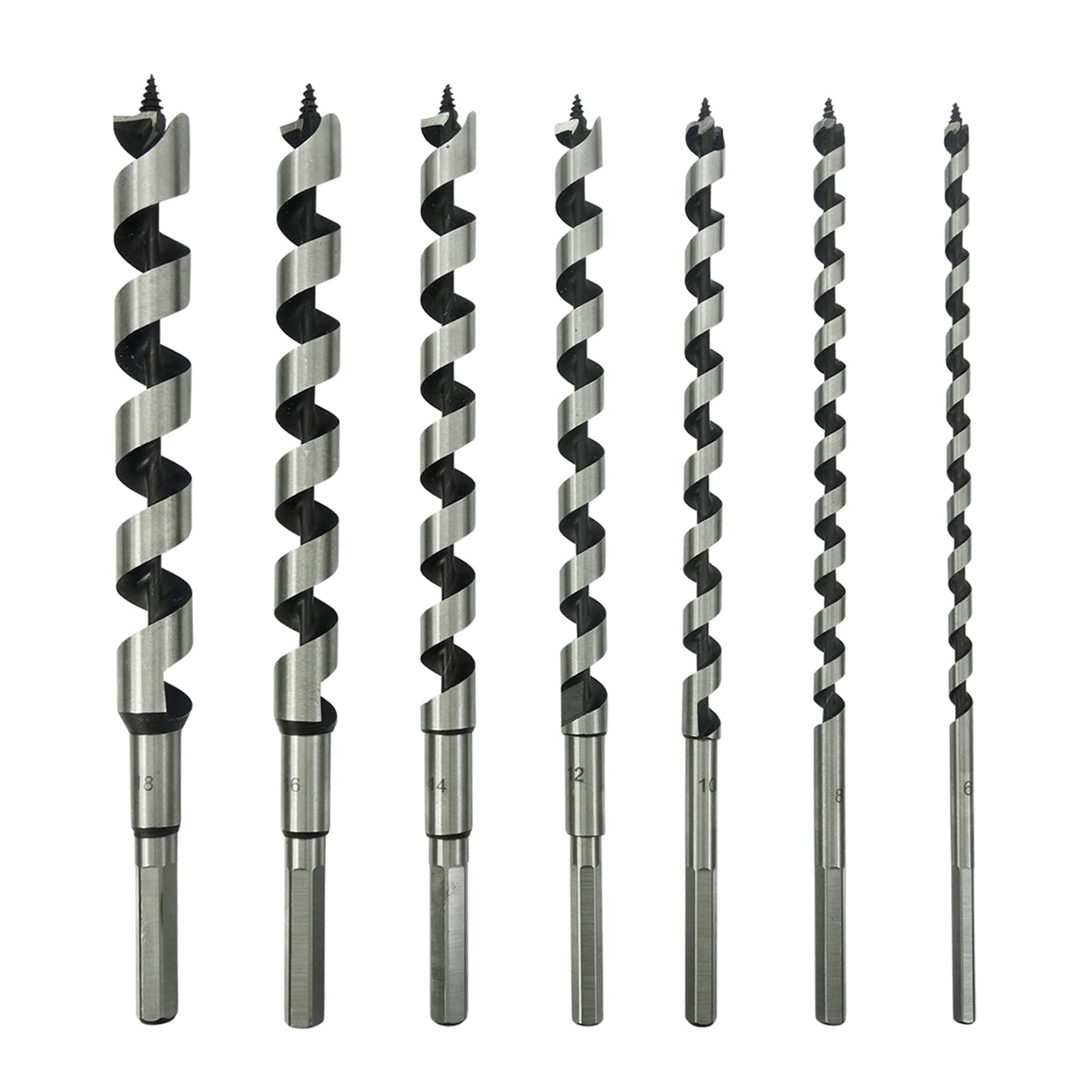 NORTOOLS Brad Point Wood Drill Set,7pcs Drill Bit Set （6/8/10/12/14/16/18mm）x230 mm Hollow augers Extra Long Twist Drill Bits Hand tools for Hardwood Softwood Plywood