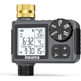 Water Timer for Garden Hose with Brass Inlet, 1 Outlet Sprinkler Timer with Auto/Manual/Rain Delay Mode, Large LCD Display, Easy Programming Hose Timers for Lawn Garden Yard Vacation Watering