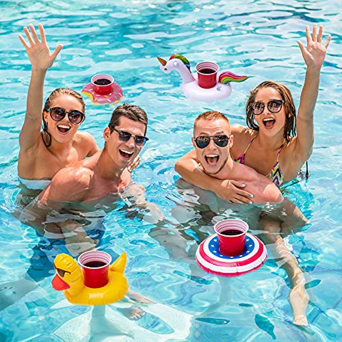 Rainbow Kingdom Inflatable Drink Holders, 12 Packs Inflatable Cup Coasters Drink Floats Floating Drink Holder Bath Toys for Kids and Swimming Pool Party