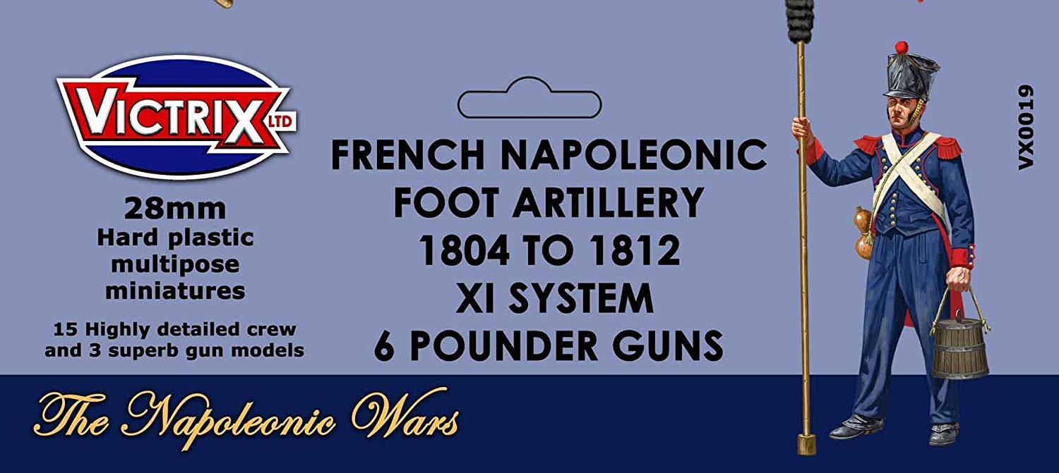 Victrix VX0019 - French Napoleonic Artillery 1804-1812 XI System With 6pdr Guns - 15 Figure Set And 3 Gun Models - 28mm Plastic Miniatures Napoleonic