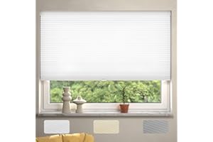 MYshade Cordless Cellular Window Shades Light Filtering Blinds for Indoor Windows 1.5 inch Honeycomb Cell Sheer Fabric Accordion Pull Down Blinds Easy Lift Easy to Install, Size 27" W X 64" H (White)