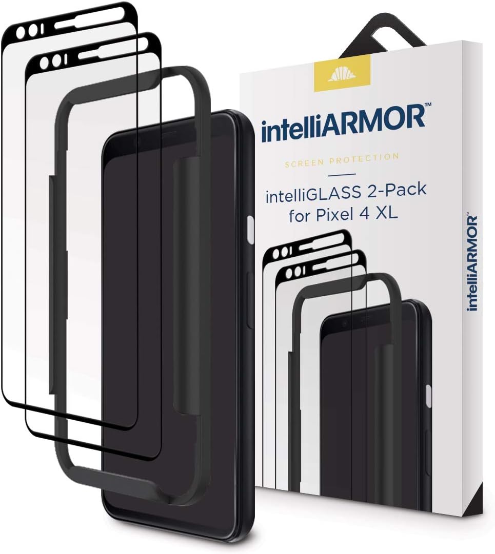 Pixel 4 XL intelliGLASS PRO 2-Pack The Smarter Pixel Glass Screen Protector by intelliARMOR to Guard Against Scratches and Drops. HD Clear with Max Touchscreen Accuracy. (Pixel 4 XL)