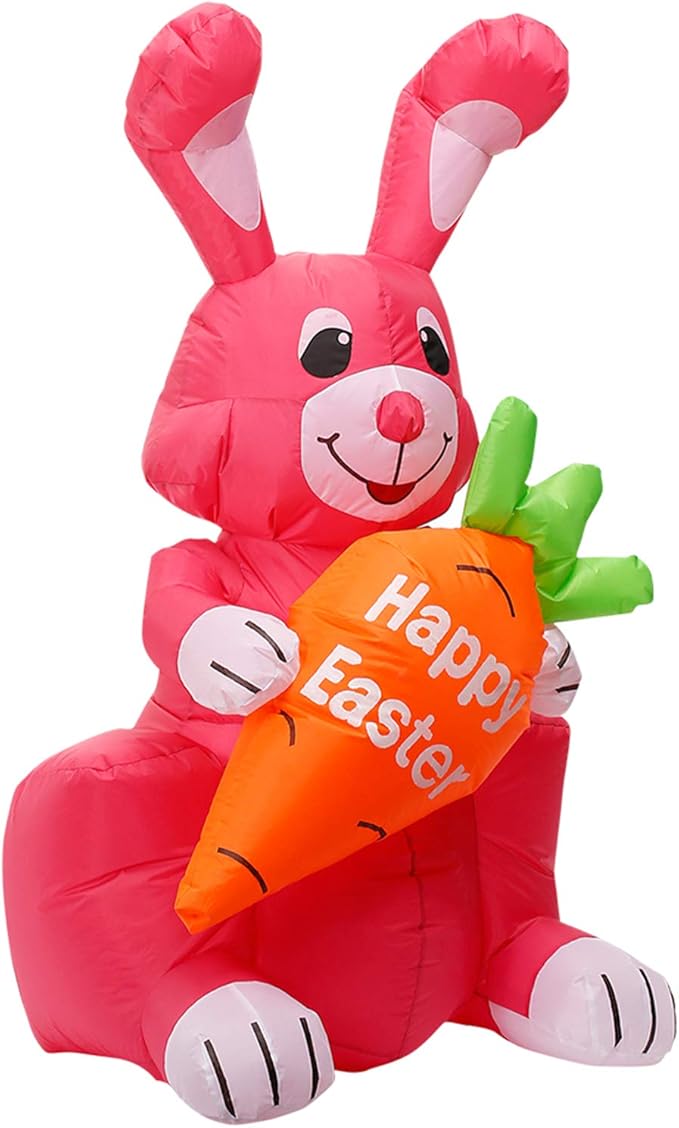 Lomgee 1.2m Easter Inflatables Bunny with Carrot Egg