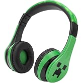 eKids Minecraft Bluetooth Kids Headphones with Microphone, Volume Reduced Wireless Headphones for School