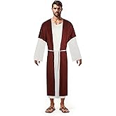 Gukefun Jesus Costume Adult Men Biblical Robe Set Authentic Nativity Scene Disciple Halloween Christ Costume.