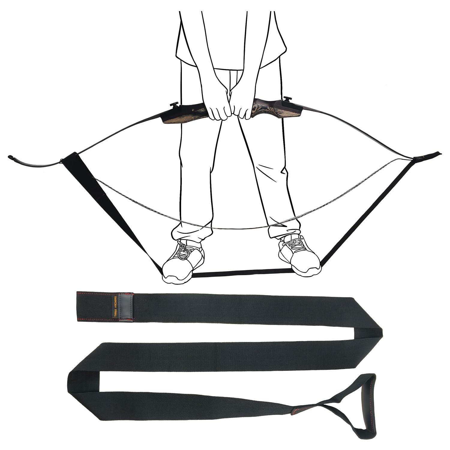 longbowmaker Premium Polyester Bow Stringer Tool - Effortless, Safe, and Quick Stringing for Traditional Recurve Bow - Must-Have Accessory for Archery Enthusiasts.