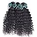 Perstar Deep Curly Bundles With Closure Human Hair Deep Wave Bundles With Closure Unprocessed Virgin Brazilian Hair Deep Wave 3 Bundles With 4x4 Lace Closure Natural Black Color(12 14 16+10 free part)