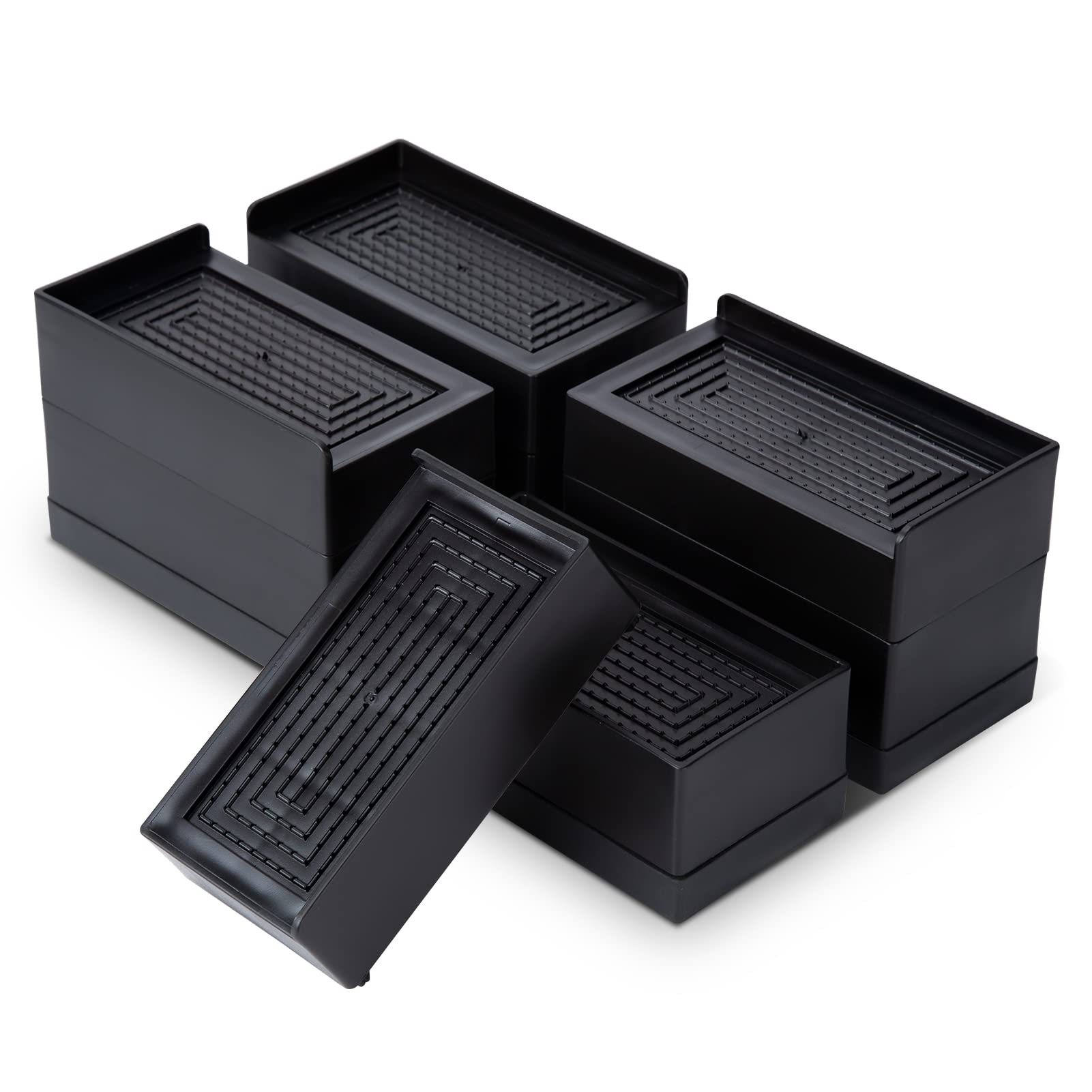 4 Pieces Adjustable Bed Risers, 3 Inch Heavy Duty Furniture Risers for Sofa,Table, and Chair and Couch, Stackable Table Risers with Storage Space Saving, Sofa Risers Lift Up to 1100lbs(Black) — image 1
