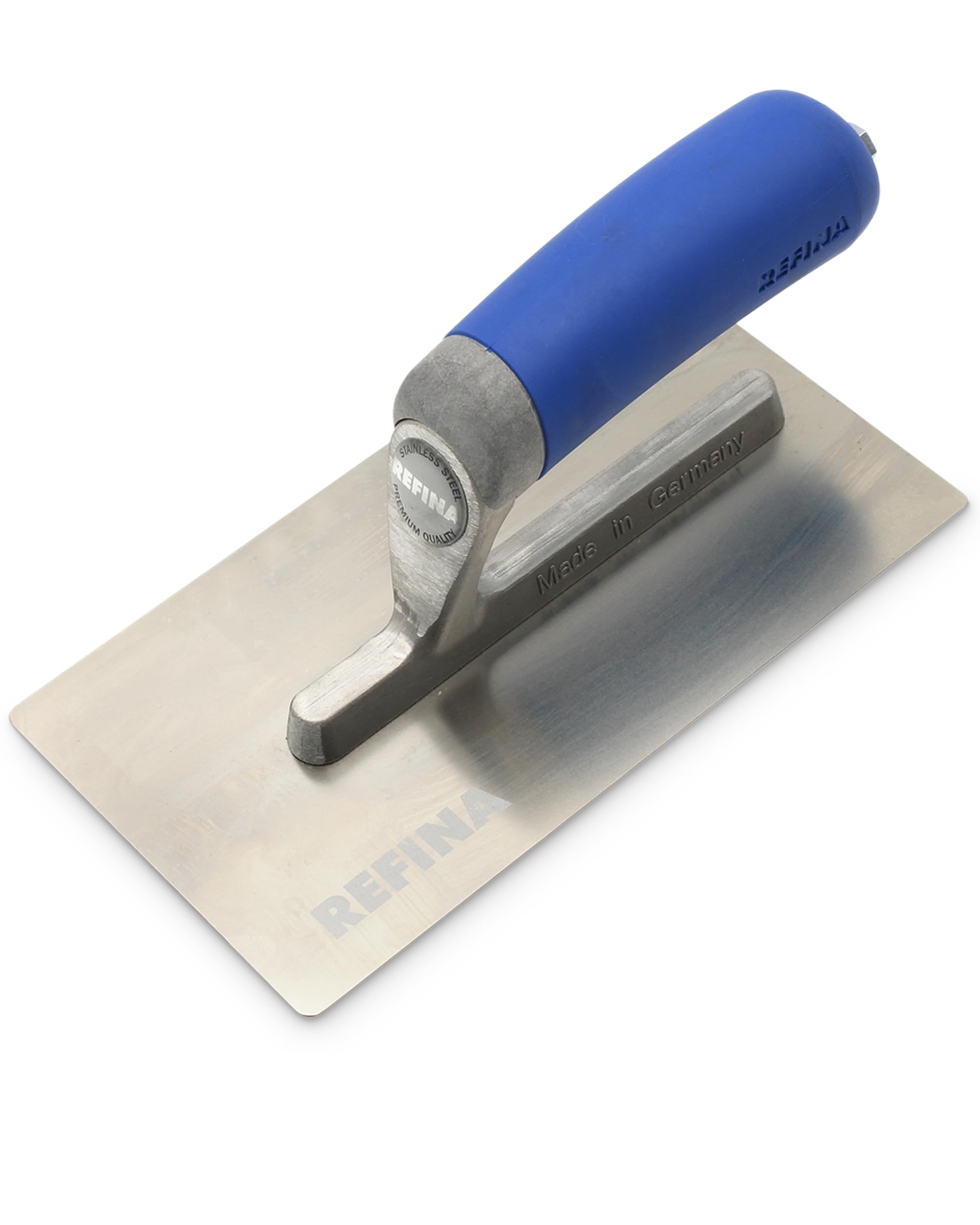 REFINA FINATEX Flex Midget Plastering Trowel for Tight Spaces - 8 x 3" (200 x 80mm) Plasterers w/ 0.4mm Stainless Steel Blade & Ergonomic Handle - Applying, Smoothing & Finishing Trowel