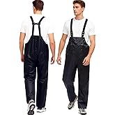 Niruoxn Waterproof Bib Overalls Pants for Men Women Lightweight Work Pants Rain Gear for Fishing Hunting