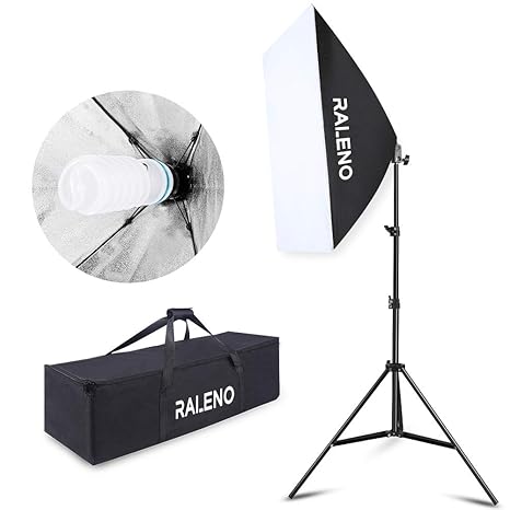 Softbox Dauerlicht Studioleucht Kit, RALENO 50x70 cm Fotoleuchte Fotoausrüstung Beleuchtungs kit mit E27-Sockel 5500K Fotolic