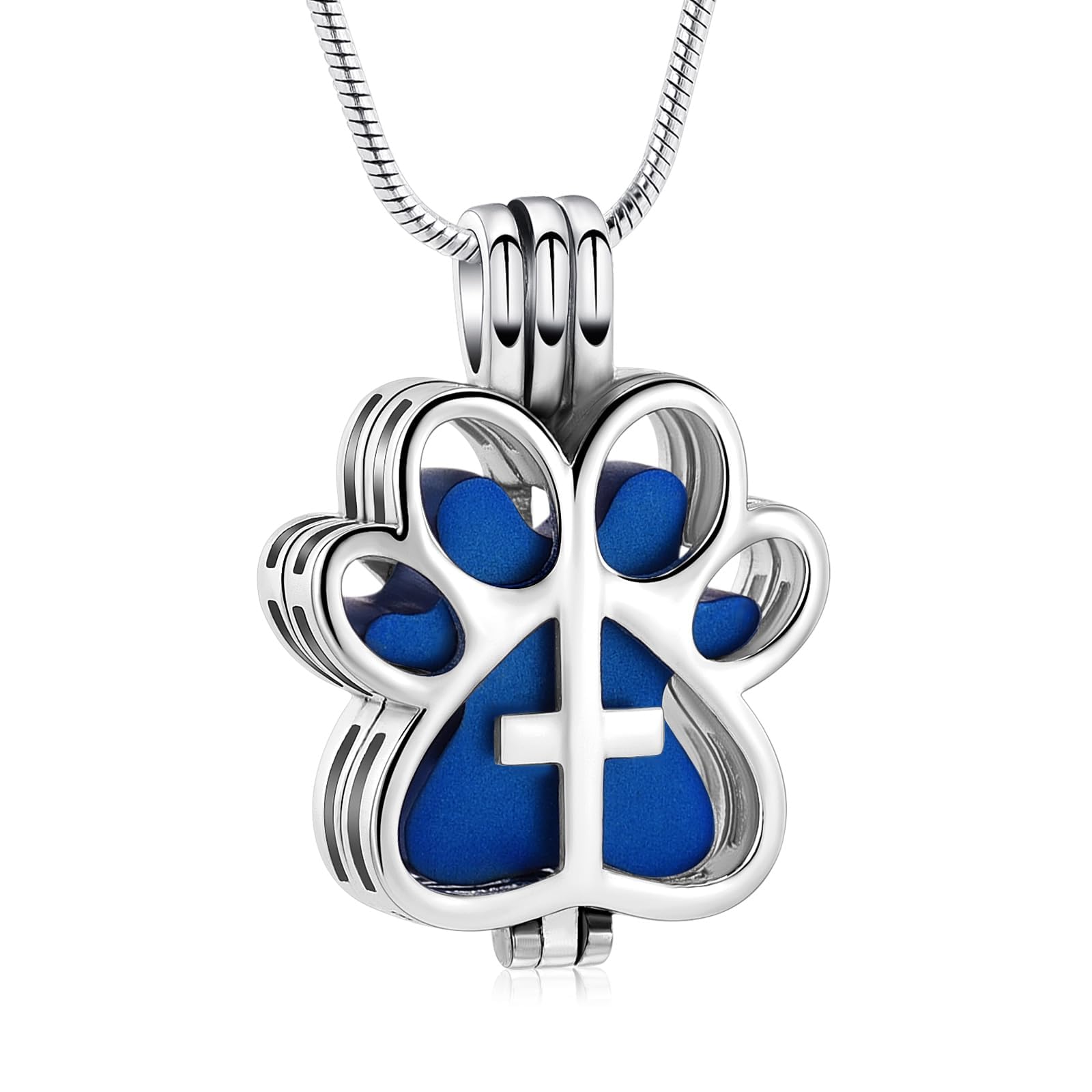 Pet Cremation Jewelry for Dog/Cat Paw Stainless Steel Memorial Locket Urn Necklace with Hollow Urn Cremation Jewelry for Ashes
