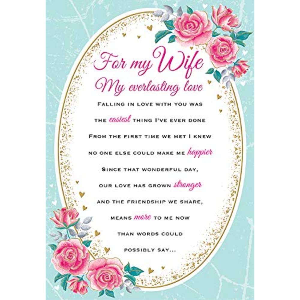 Regal Publishing Heartfelt Wishes Sentimental Birthday Card Wife - 9 x 6 inches, C80693