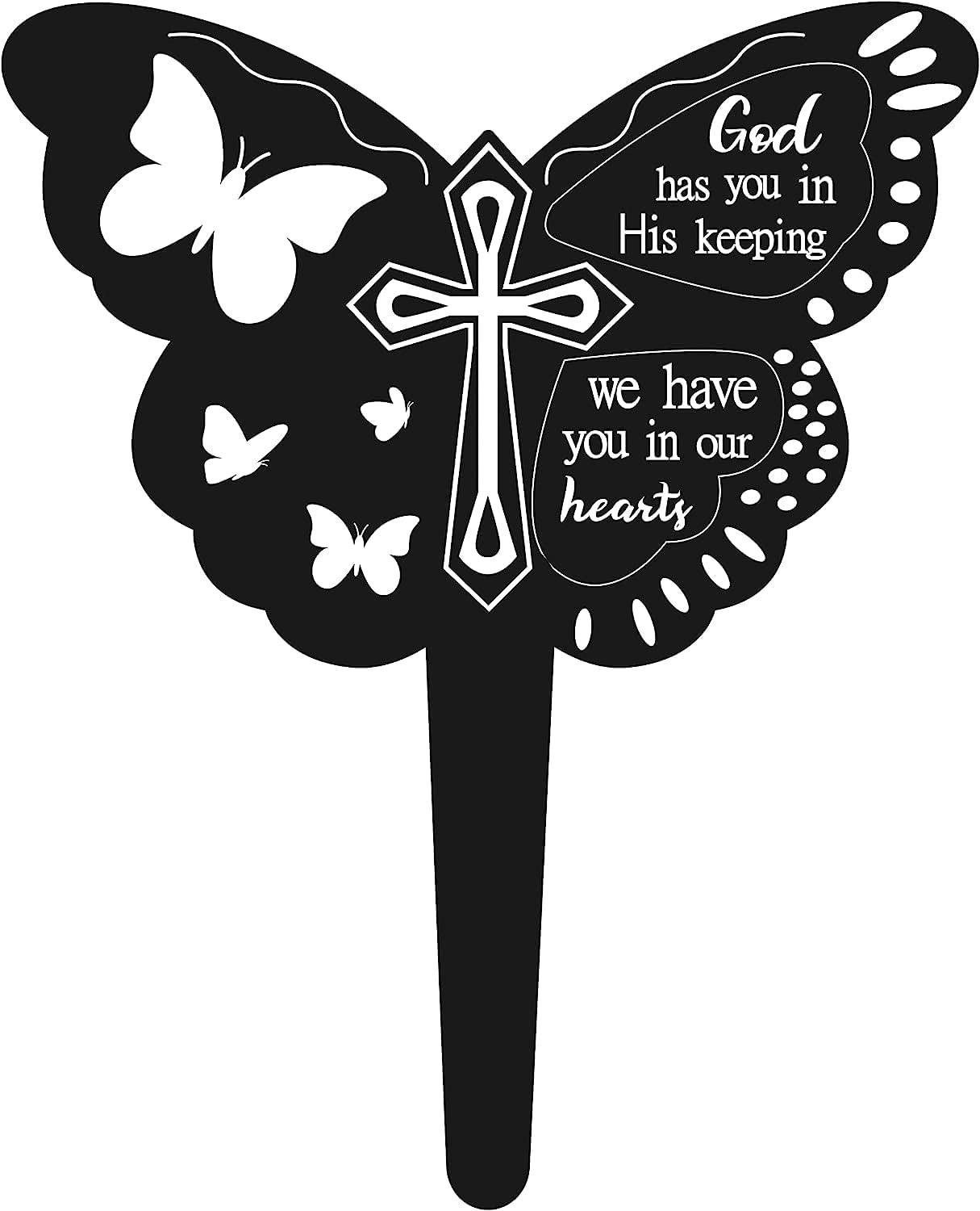 Decorative Garden Stakes - ZPhomeing Metal Butterfly Cross Cemetery Memorial Stake Grave Decorations for Cemetery Sympathy Grave Markers for Humans Lovers Pet Black Decorative Garden Stake Cemetery Memorial Plaques