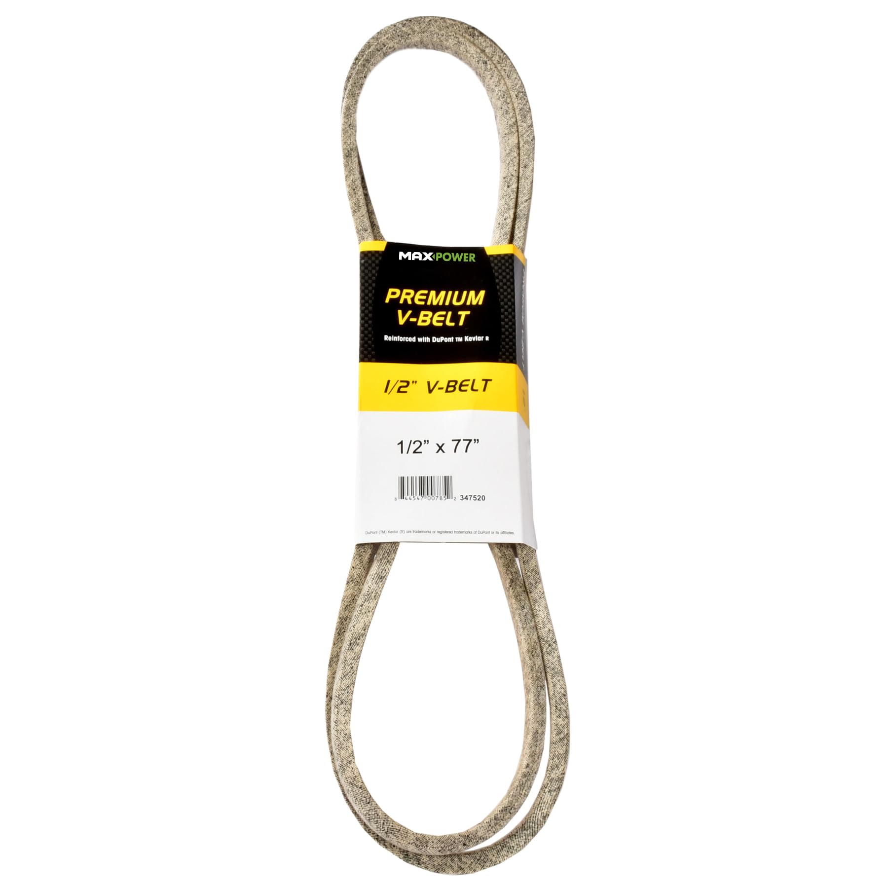 Maxpower 347520 Premium Belt Reinforced with Kevlar Fiber Cords, 1/2" x 77"