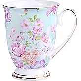 AWHOME Royal Fine Bone China Coffee Mug Assorted colors Tea Cup 11 oz (1, Green)