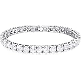 KissYan Tennis Bracelet for Women, 14K Gold Plated Classic Round Cubic Zirconia Simulated Diamond Bracelets Dainty Jewelry Gifts