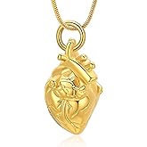 zeqingjw Anatomical Heart Memorial Urn Necklace for Ashes Holder Stainlesss Steel 3D Heart Cremation Jewelry Funeral Keepsake Pendant of Loved Ones