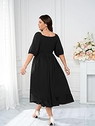 Women's Plus Size Maxi Dress Summer Half Lantern