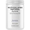 Codeage Multi Collagen for Women & Men Biotin 10000mcg Keratin, Protein Powder Vitamin C B6 D3, Hyaluronic Acid, Niacin - Hydrolyzed Collagen Coffee Creamer 5 Types - Unflavored - Non-GMO - 11.5oz