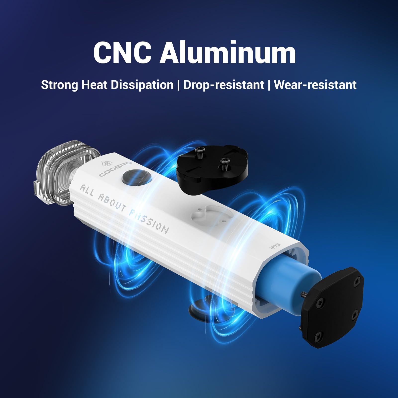 COOSPO Pixel Bike Light 900 Lumens,Type-C Rechargeable Bicycle Headlight for Night Riding,Waterproof 4 Modes Cycling Light for E-Bike/Road/Mountain/City Bike(White)