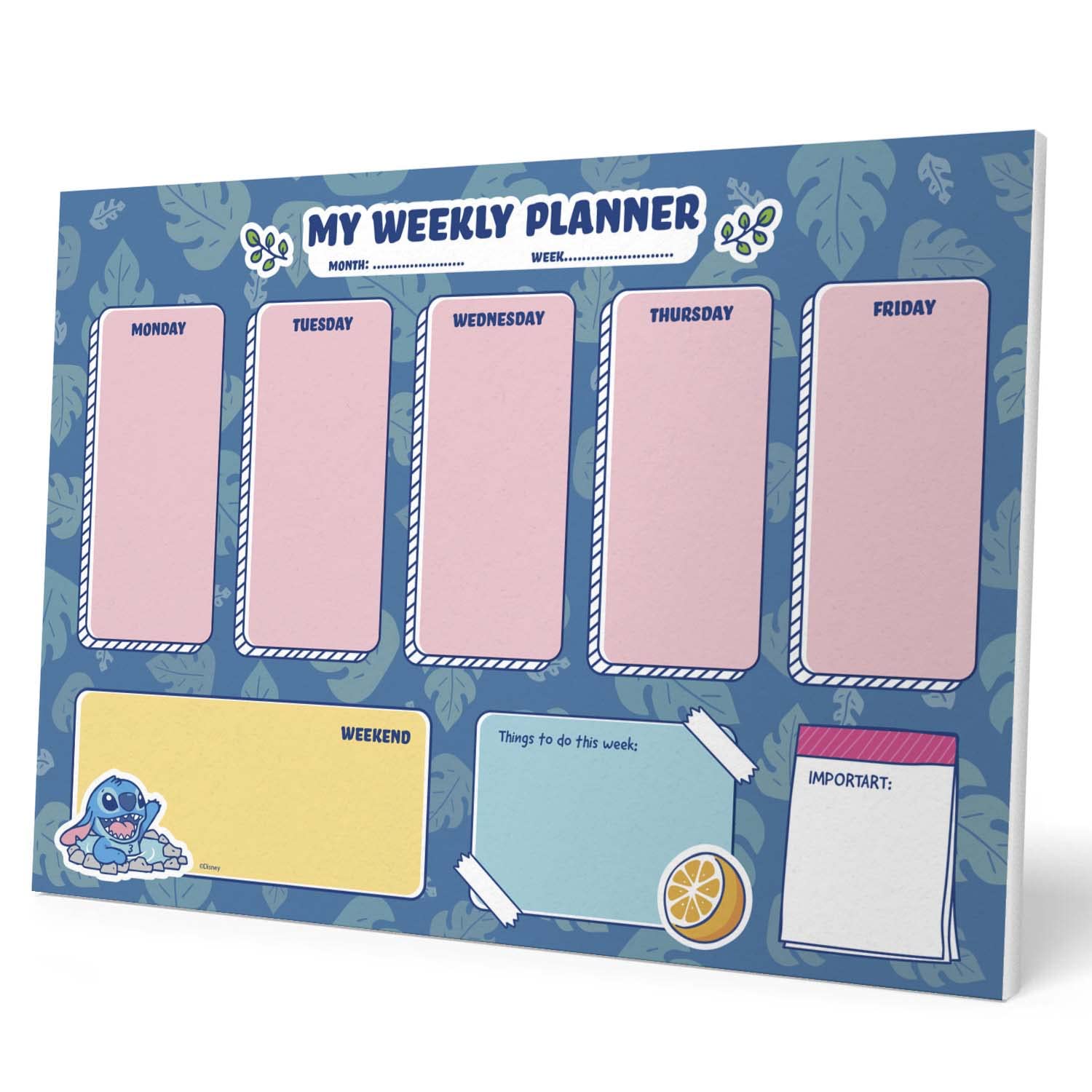 Grupo Erik Weekly Planner A4 - Disney Stitch Gifts | Undated Daily Planner Family, Desk Calendar, 54 Tear Off Pages Notepad | Stitch Stationery Gifts Under 10 Pounds