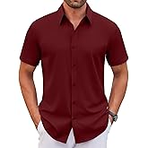 COOFANDY Men's Stretch Dress Shirts Short Sleeve Wrinkle Free Casual Button Down Shirts