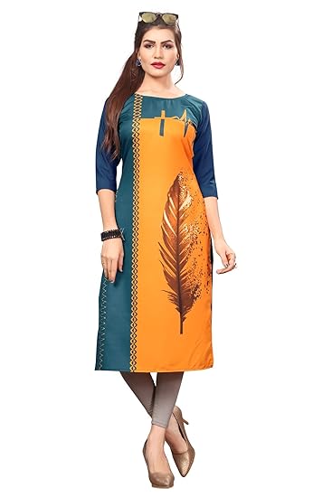 Women's Multicolor Straight Crepe Kurta_dsk179