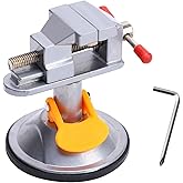 Mini Vise Clamp, Small Table Top Bench Vise with 360&deg; Swivel Suction Base for Jewelry Making, Soldering, Watch Repair and Crafts(3.54x2.95x2.95 in, Silver)