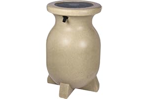 KOOLATRON KoolScapes 55-Gallon Rain Barrel – Outdoor Water Storage & Rainwater Collection, Recycled Plastic, Brass Spigot, Stone-Look Design for Sustainable Garden & Lawn Watering – Beige
