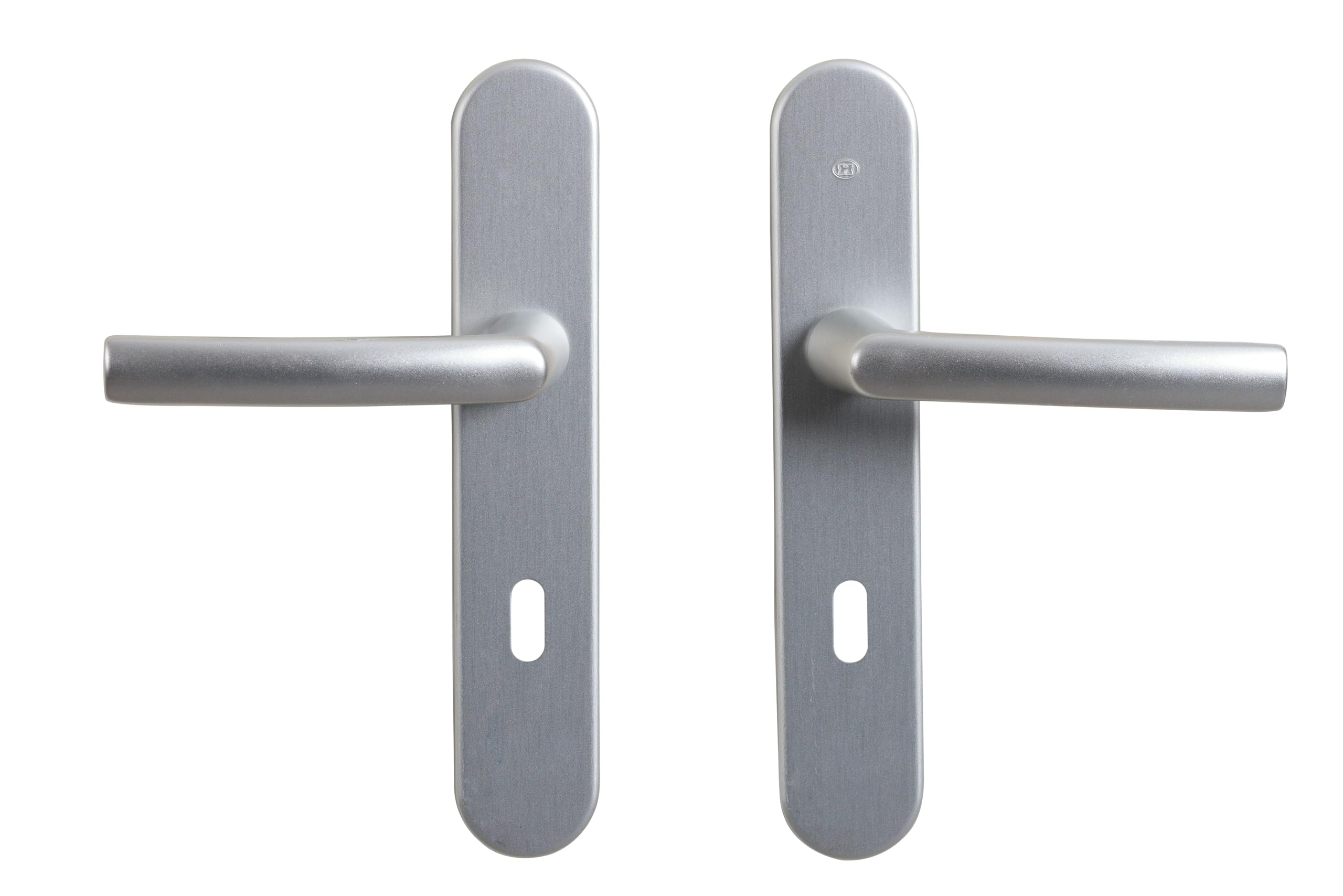 Bricard Pair of Door Handles 7E8070 Osmosis 2 Key L-Silver Anodised for Bedroom Doors, Interior Door with Keys.