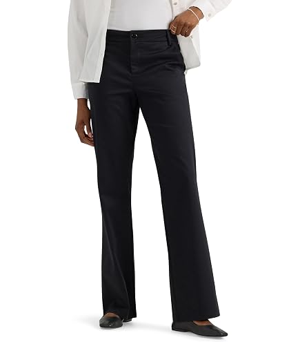 lee women's black dress pants Secretly Shapes Regular Fit Straight Leg Pant, Black, 2 at Amazon Women's Clothing store Featuring belt loops