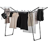 Pegasus 150 Solid Slim Black Edition Clothes Airer, Stable Tumble Dryer | Long Wings, Particularly Compact Wing Balcony Airer That Goes Through Narrow Doors