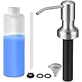 Yofidra Built in Soap Dispenser for Kitchen Sink: Brushed Nickel Stainless Steel Countertop Pump Head with 17 OZ Liquid Bottle, Soap Dispenser Fit for Kitchen Bathroom in Sink Counter